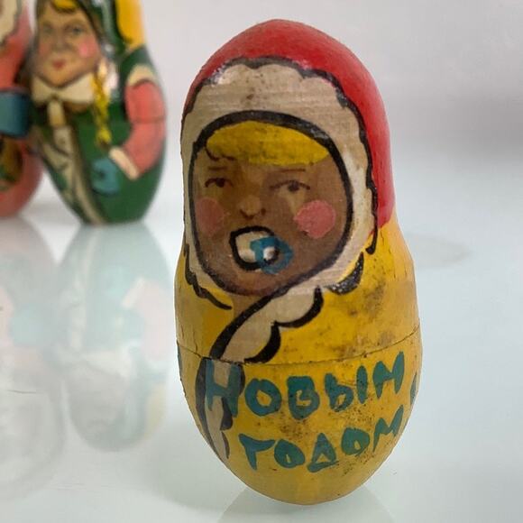 VGT Santa Claus Soviet Union Russia Matryoshka 1996 Nesting Dolls 5 complete - Picture 6 of 12